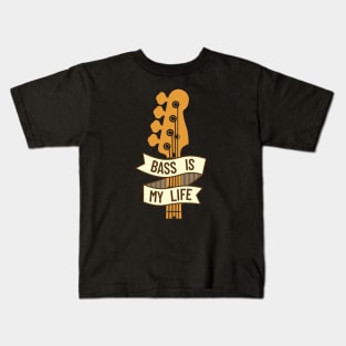 Bass is My Life Bass Guitar Headstock Kids T-Shirt